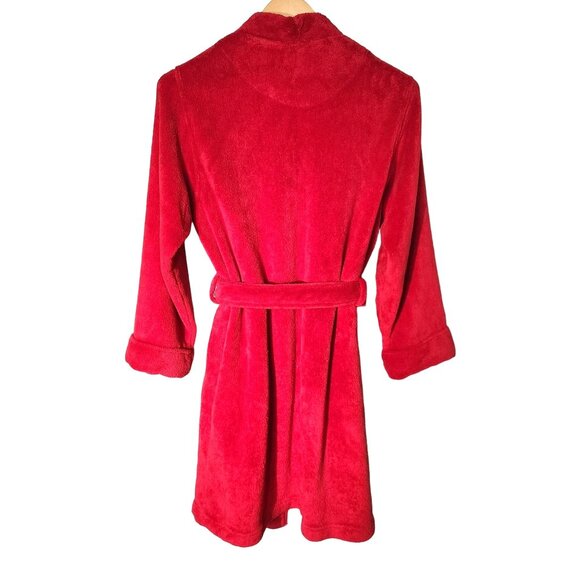 Ralph Lauren Bath Robe Red Plush Embroidered Logo Holiday 90s Home Alone - Picture 3 of 7